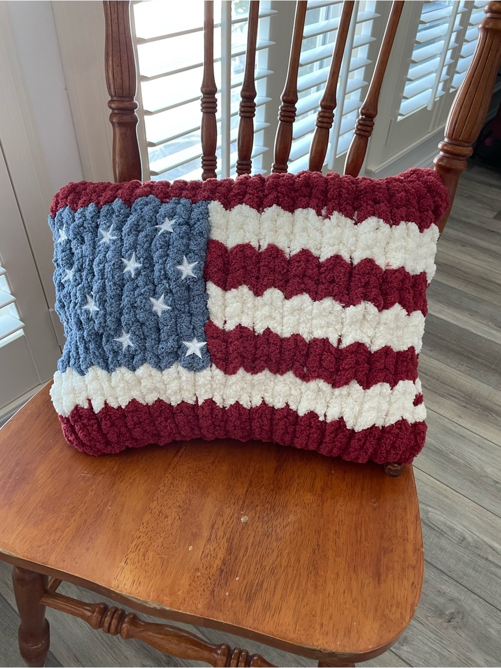 American Flag Plush Accent Pillow - Red, White & Blue